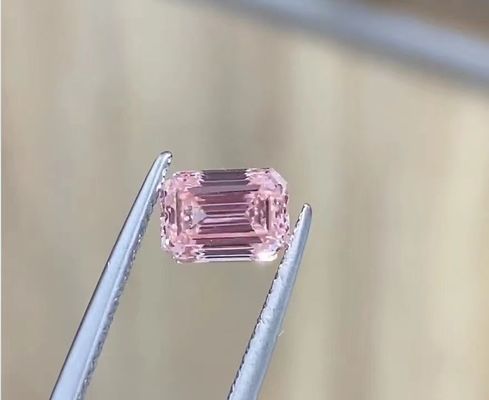 เพชรสังเคราะห์ Emerald Cut Lab Grown Pink Diamonds Jewelry Fancy Light Grade