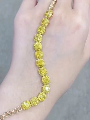 6.213ct สีเหลืองเพชร แบรนเซอร์เทนนิส รูปแบบหมอนเพชรปลูก