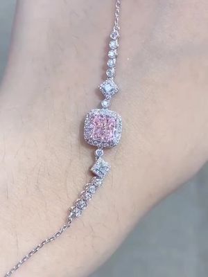 คูชั่นคัดแล็บ สร้างสร้อยข้อมือเพชร สีชมพู สีเพชร 1.52ct