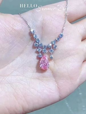 IGI รับรองแล็บพัฒนาเพชร Pendants Pear Cut 2.84ct สีชมพู
