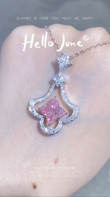 สี่ใบคลีฟ ลิลลี่ตัดห้องปฏิบัติการ ปลูกเพชร Pendants Fancy Pink 2.93ct