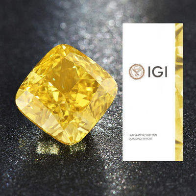 HPHT Synthetic Loose Lab Create เพชรเหลี่ยมเพชรสีเหลืองสดใสแฟนซี 3.51ct