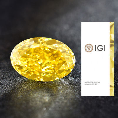 ห้องปฏิบัติการสร้างเพชรสีเหลือง 1.00ct สีเหลืองสดใส VS1 รูปทรงโอวาล HPHT
