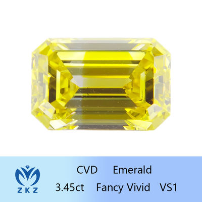 Loose HPHT Lab สร้างเพชรสีเหลือง Emerald Cut IGI Certificated